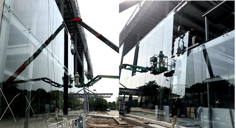 vách nhôm kính thông tầng